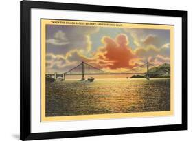 Sunset on Golden Gate Bridge, San Francisco, California-null-Framed Art Print