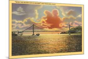 Sunset on Golden Gate Bridge, San Francisco, California-null-Mounted Art Print