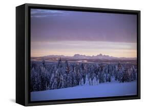 Sunset on Grand Tetons from Two Tops, West Yellowstone, Montana, USA-Alison Wright-Framed Stretched Canvas