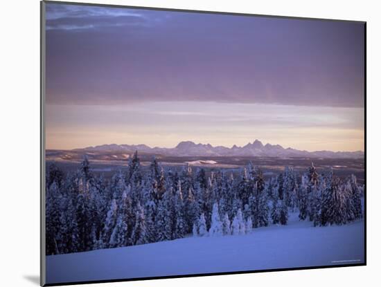 Sunset on Grand Tetons from Two Tops, West Yellowstone, Montana, USA-Alison Wright-Mounted Photographic Print