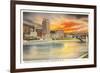 Sunset on Kanawha River, Charleston, West Virginia-null-Framed Premium Giclee Print