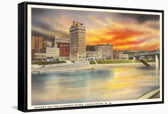 Sunset on Kanawha River, Charleston, West Virginia-null-Framed Stretched Canvas