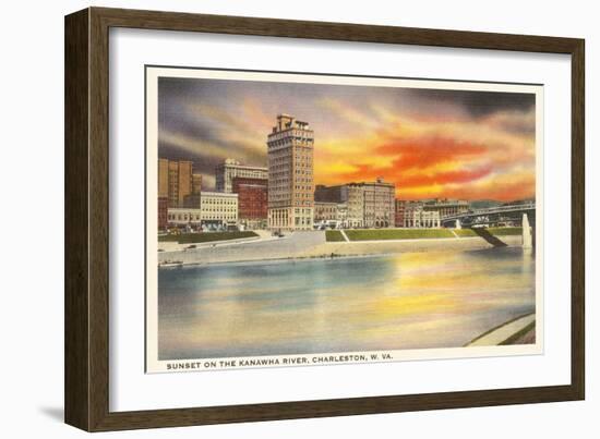 Sunset on Kanawha River, Charleston, West Virginia-null-Framed Art Print