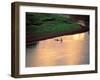 Sunset on Karo Men in a Dugout Raft, Omo River, Ethiopia-Janis Miglavs-Framed Photographic Print