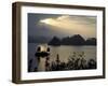 Sunset on Karst Hills and Junk Boats, Ha Long Bay, Vietnam-Keren Su-Framed Premium Photographic Print