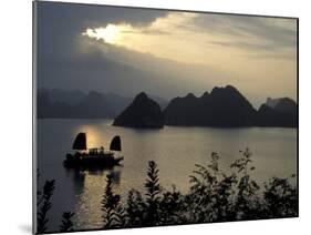 Sunset on Karst Hills and Junk Boats, Ha Long Bay, Vietnam-Keren Su-Mounted Premium Photographic Print