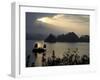 Sunset on Karst Hills and Junk Boats, Ha Long Bay, Vietnam-Keren Su-Framed Photographic Print