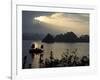 Sunset on Karst Hills and Junk Boats, Ha Long Bay, Vietnam-Keren Su-Framed Photographic Print