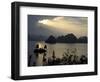 Sunset on Karst Hills and Junk Boats, Ha Long Bay, Vietnam-Keren Su-Framed Photographic Print