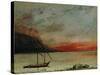 Sunset on Lake Geneva, 1874-Gustave Courbet-Stretched Canvas