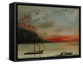 Sunset on Lake Geneva, 1874-Gustave Courbet-Framed Stretched Canvas