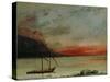 Sunset on Lake Geneva, 1874-Gustave Courbet-Stretched Canvas
