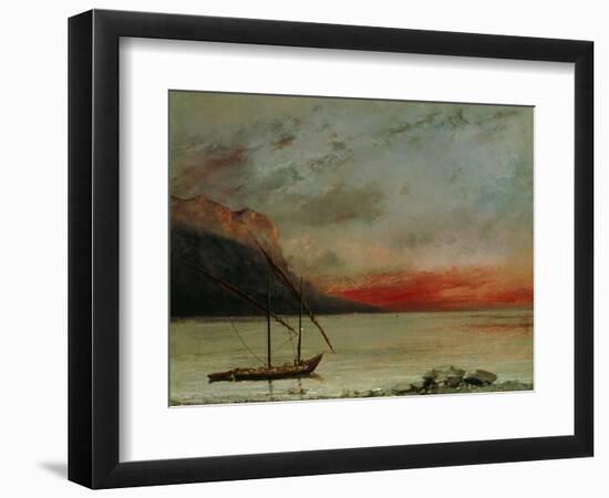 Sunset on Lake Geneva, 1874-Gustave Courbet-Framed Premium Giclee Print