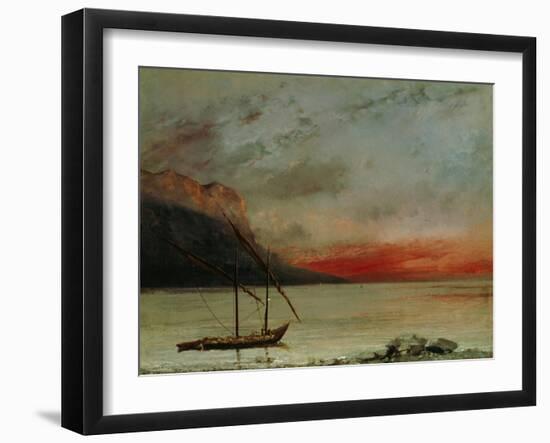 Sunset on Lake Geneva, 1874-Gustave Courbet-Framed Giclee Print