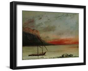 Sunset on Lake Geneva, 1874-Gustave Courbet-Framed Giclee Print