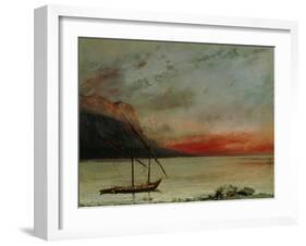 Sunset on Lake Geneva, 1874-Gustave Courbet-Framed Giclee Print