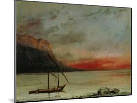 Sunset on Lake Geneva, 1874-Gustave Courbet-Mounted Giclee Print