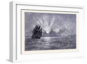 Sunset on Lake Michigan United States of America-null-Framed Giclee Print