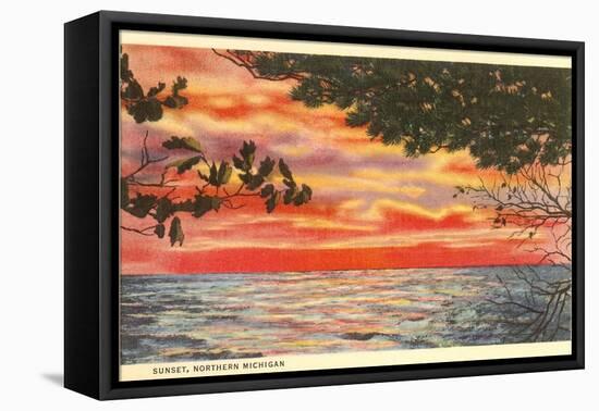 Sunset on Lake, Northern Michigan-null-Framed Stretched Canvas