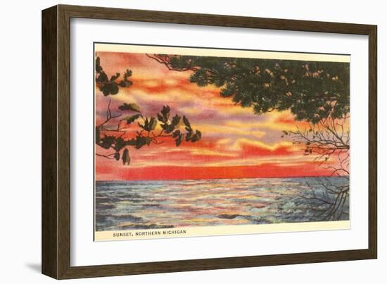 Sunset on Lake, Northern Michigan-null-Framed Art Print