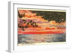 Sunset on Lake, Northern Michigan-null-Framed Art Print