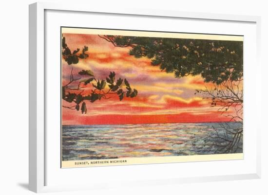 Sunset on Lake, Northern Michigan-null-Framed Art Print