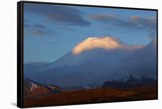 Sunset on Mt. Ngauruhoe, Tongariro National Park, Central Plateau, North Island, New Zealand-David Wall-Framed Stretched Canvas