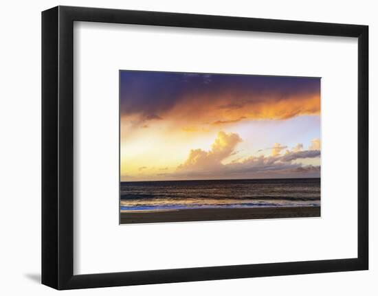 Sunset on Papohaku Beach, Molokai Island, Hawaii, USA-Christian Kober-Framed Photographic Print