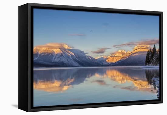 Sunset on Peaks Reflect Nto Lake Mcdonald in Glacier NP, Montana, Usa-Chuck Haney-Framed Stretched Canvas