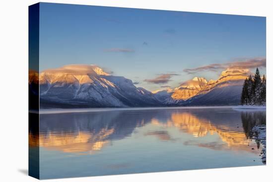 Sunset on Peaks Reflect Nto Lake Mcdonald in Glacier NP, Montana, Usa-Chuck Haney-Stretched Canvas