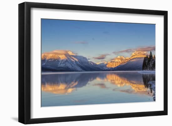 Sunset on Peaks Reflect Nto Lake Mcdonald in Glacier NP, Montana, Usa-Chuck Haney-Framed Photographic Print