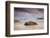 Sunset on Praia Da Sununga Beach with the Serra Do Mar Mountain Ranges in the Background-Alex Saberi-Framed Photographic Print