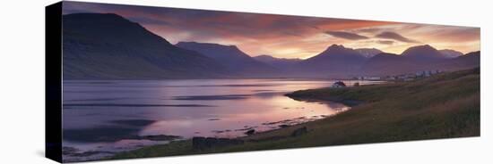 Sunset on Reydarfjordur Town, in the East Fjords Region (Austurland), Iceland, Polar Regions-Patrick Dieudonne-Stretched Canvas