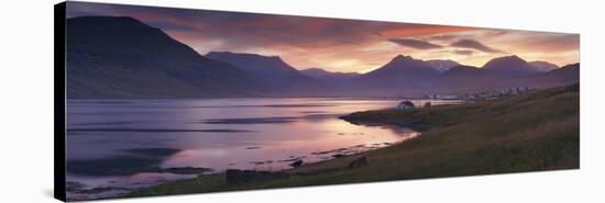 Sunset on Reydarfjordur Town, in the East Fjords Region (Austurland), Iceland, Polar Regions-Patrick Dieudonne-Stretched Canvas