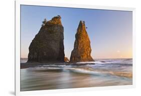 Sunset on Rialto Beach and Sea Stacks, Olympic NP, Washington, USA-Jaynes Gallery-Framed Photographic Print