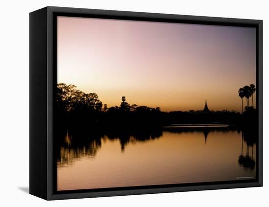 Sunset on Royal Lake, Yangon (Rangoon), Myanmar (Burma)-Upperhall-Framed Stretched Canvas