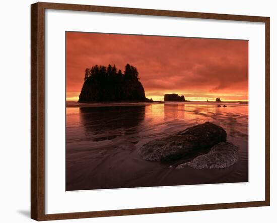 Sunset on Sea Stacks of Second Beach, Olympic National Park, Washington, USA-Jerry Ginsberg-Framed Photographic Print