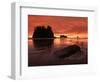 Sunset on Sea Stacks of Second Beach, Olympic National Park, Washington, USA-Jerry Ginsberg-Framed Photographic Print