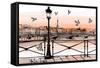 Sunset on Seine River from Pont Des Arts in Paris - Vector Illustration-isaxar-Framed Stretched Canvas