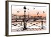 Sunset on Seine River from Pont Des Arts in Paris - Vector Illustration-isaxar-Framed Art Print