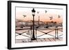 Sunset on Seine River from Pont Des Arts in Paris - Vector Illustration-isaxar-Framed Art Print