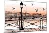 Sunset on Seine River from Pont Des Arts in Paris - Vector Illustration-isaxar-Mounted Art Print