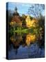 Sunset on Straupe Castle and Reflection Pond, Gauja National Park, Latvia-Janis Miglavs-Stretched Canvas