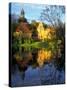 Sunset on Straupe Castle and Reflection Pond, Gauja National Park, Latvia-Janis Miglavs-Stretched Canvas