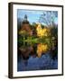 Sunset on Straupe Castle and Reflection Pond, Gauja National Park, Latvia-Janis Miglavs-Framed Photographic Print