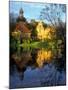 Sunset on Straupe Castle and Reflection Pond, Gauja National Park, Latvia-Janis Miglavs-Mounted Photographic Print