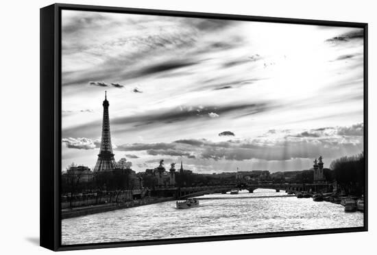 Sunset on the Alexander III Bridge - Eiffel Tower - Paris-Philippe Hugonnard-Framed Stretched Canvas