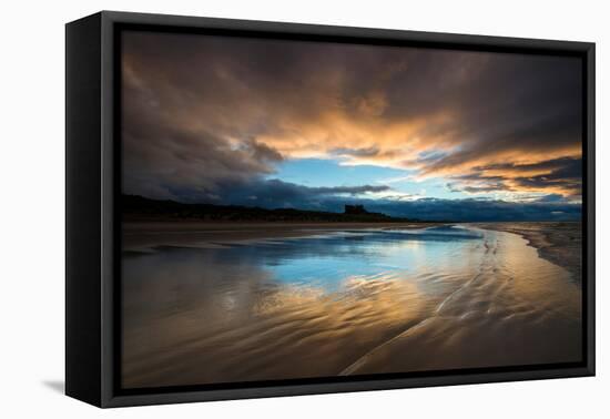Sunset on the Beach at Bamburgh, Northumberland England UK-Tracey Whitefoot-Framed Stretched Canvas