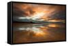 Sunset on the Beach at Bamburgh, Northumberland England UK-Tracey Whitefoot-Framed Stretched Canvas