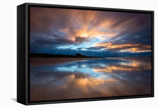 Sunset on the Beach at Bamburgh, Northumberland England UK-Tracey Whitefoot-Framed Stretched Canvas